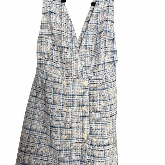 Zara Blue & White plaid Tweed Pinafore Dress - Picture 2 of 6